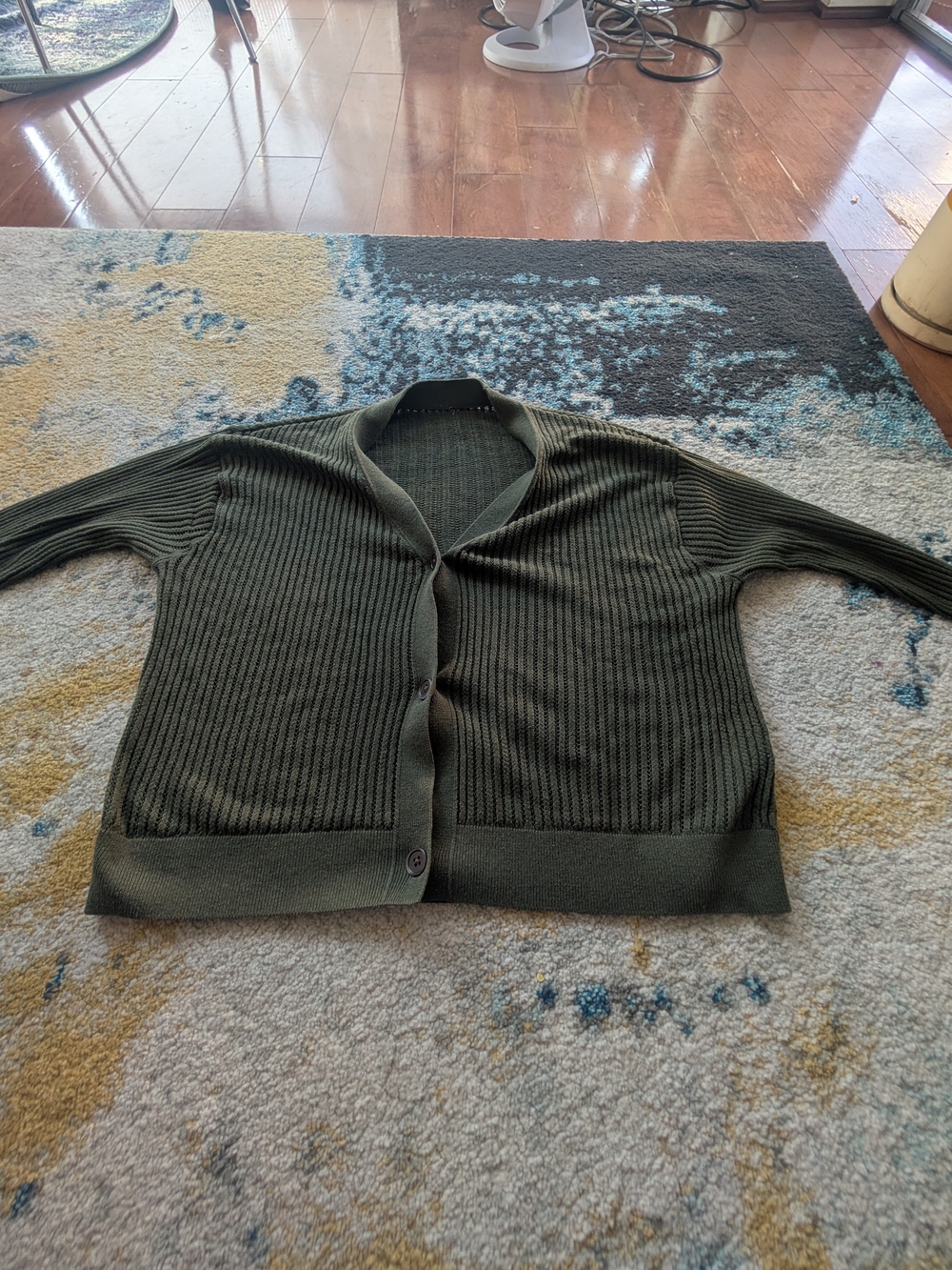 Uniqlo Olive Green Ribbed Button-Front Cardigan